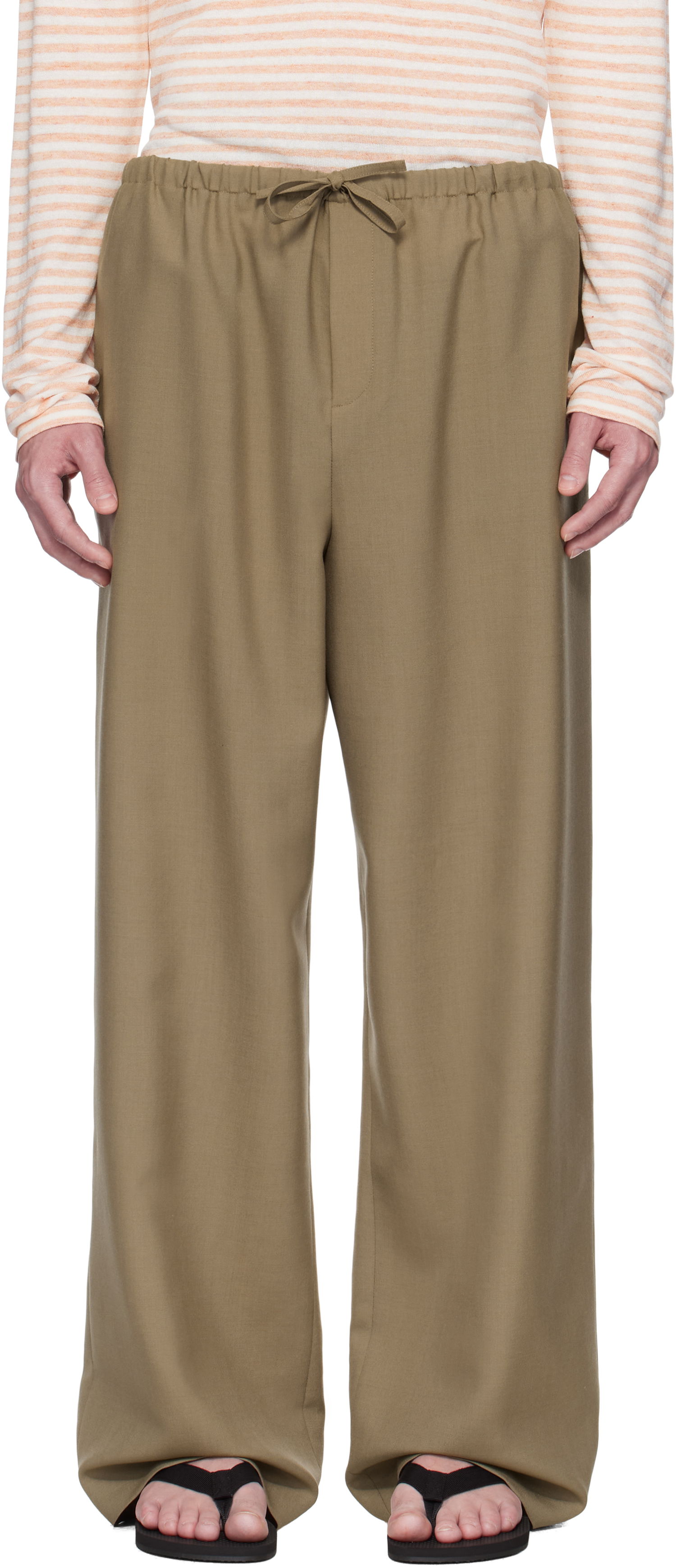 Bukser The Row The Row Donatello Wide-Leg Trousers Beige | 657-W3602, 0