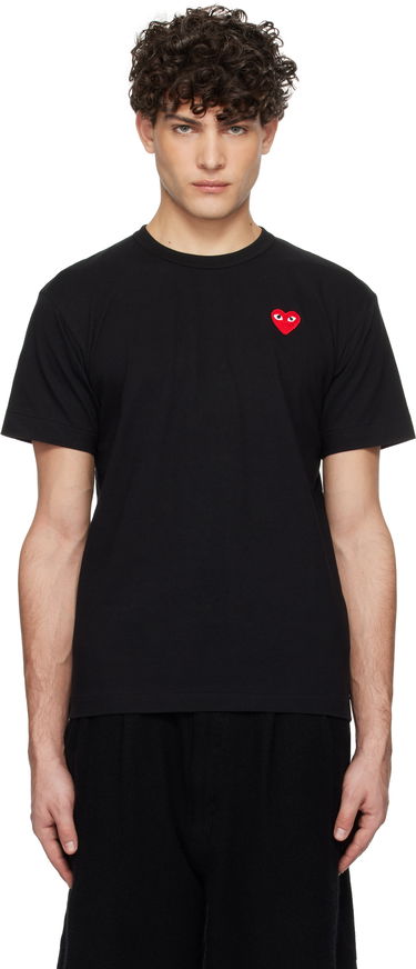 T-shirt Comme des Garçons Black T-Shirt with Red Heart Patch Sort | AX-T108-051, 0