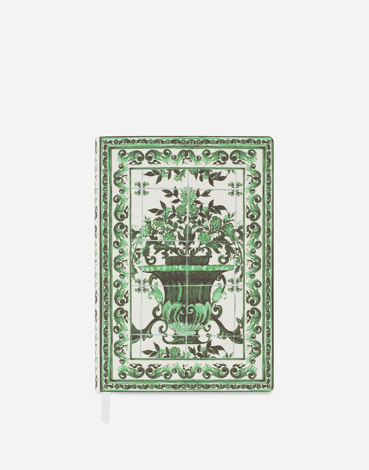 Bog og blad Dolce & Gabbana Medium Blank Notebook with Ornate Floral Vase Tile-Print Textile Cover Grøn | TCC025TCAE7UV003, 0
