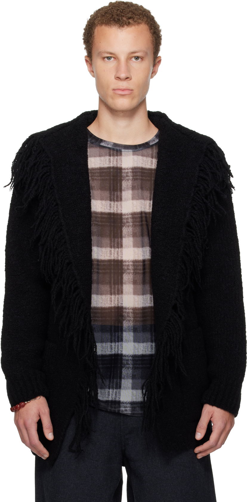 Sweater Dries Van Noten Dries Van Noten Fringed Cardigan Sort | 252-021237-2721