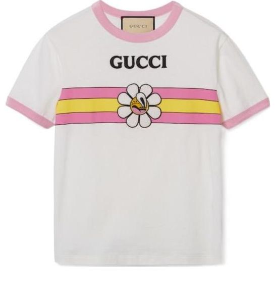 T-shirt Gucci Cotton Jersey Printed T-Shirt Hvid | 723566-XJGHL-9088