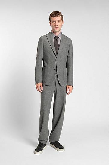 Skjorte BOSS Slim-fit shirt in brushed performance-stretch flannel Grå | 50550563, 1