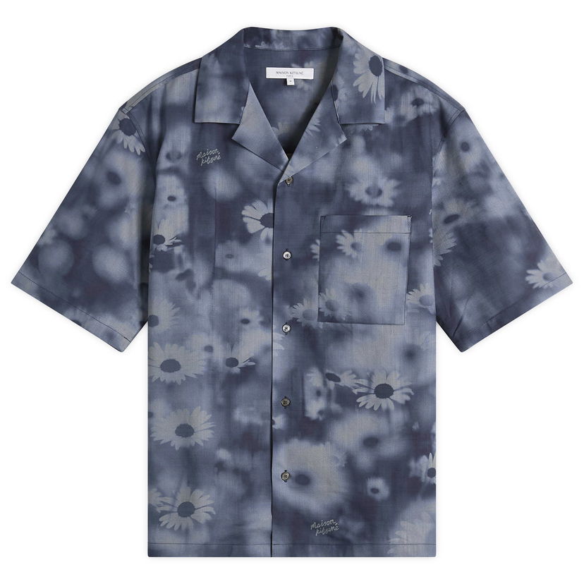 Skjorte MAISON KITSUNÉ Maison Kitsuné Photo Flower Resort Shirt, Size Large Blå | OM00421WW9054-0227