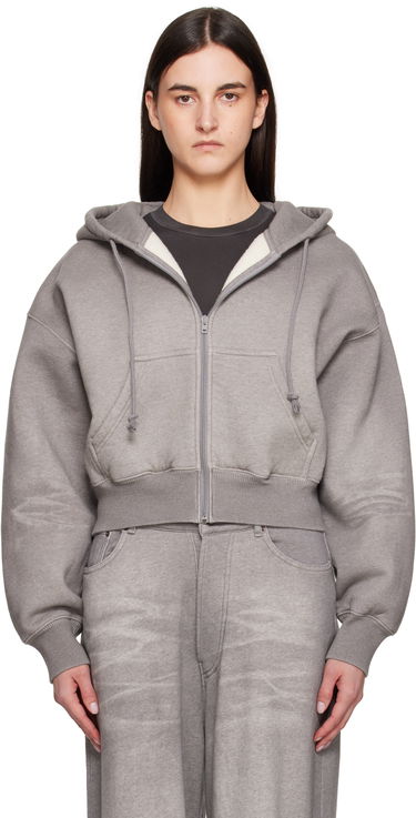 Sweatshirt Acne Studios Acne Studios Cropped Zip Hoodie Grå | AI0159-, 0