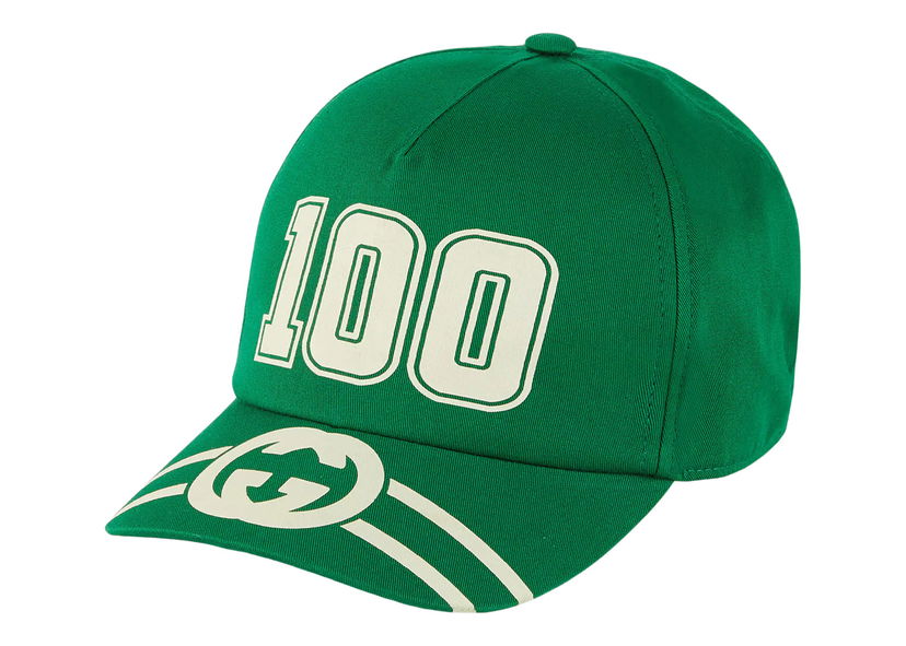 Kasket Gucci 100 Baseball Velcro Strap Cap Green/White Grøn | 673081 4HAKR-3666
