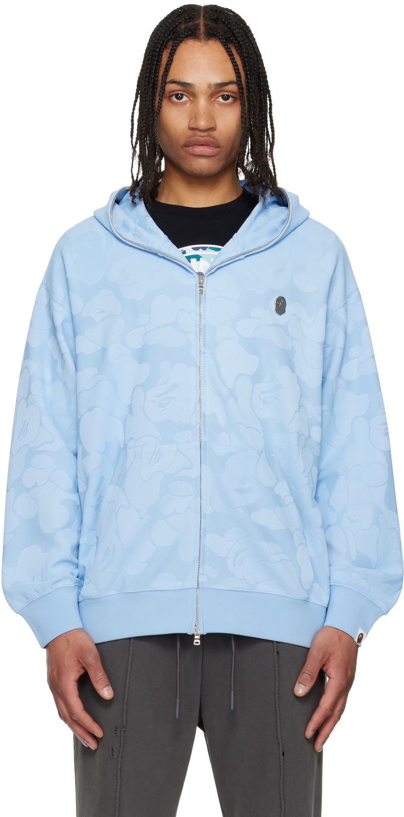 Sweatshirt BAPE A Bathing Ape Camo Jacquard Zip Hoodie Blå | 001ZPL301302M