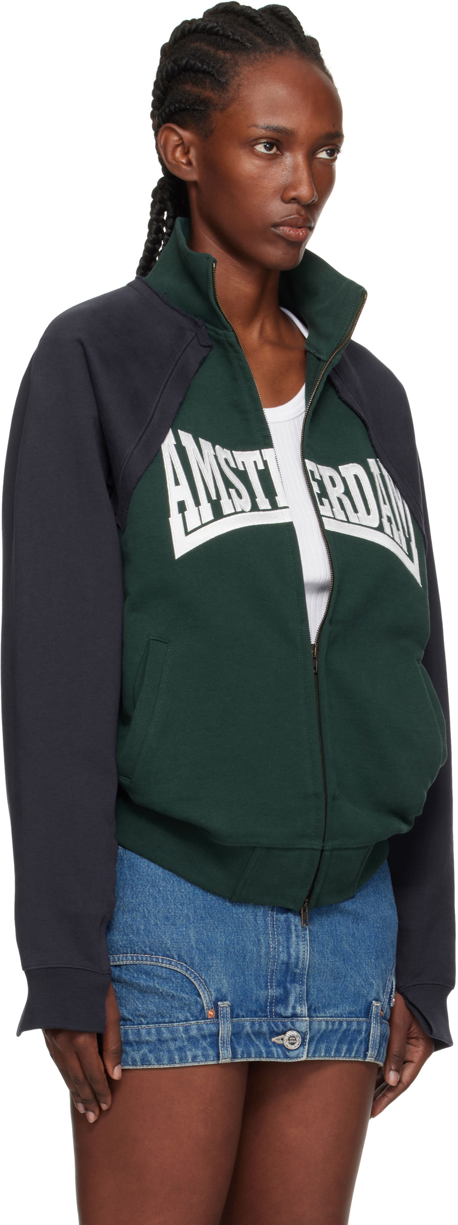 Sweatshirt VETEMENTS Vetements 'Amsterdam' Patched Zip-Up Sweatshirt Mørkeblå | UH76ZU760EN, 1