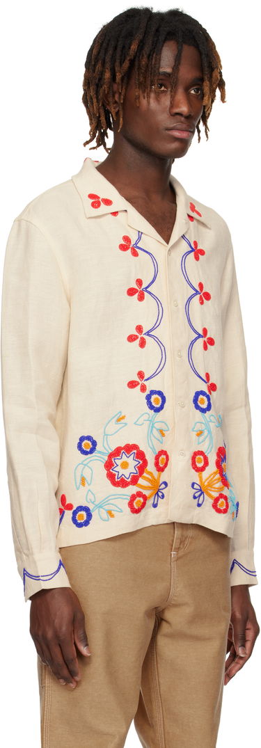 Skjorte Bode Bode Beaded Garden Party Shirt Beige | MRS25SH030, 1