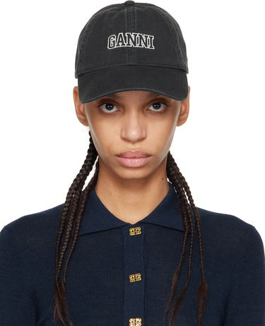 Kasket GANNI GANNI Embroidered Logo Baseball Cap Sort | A6300, 0