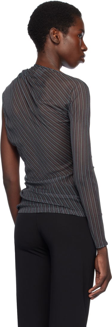 T-shirt Courrèges Courrèges Asymmetric Striped Mesh Top Sort | 125JTO387PR0099, 2
