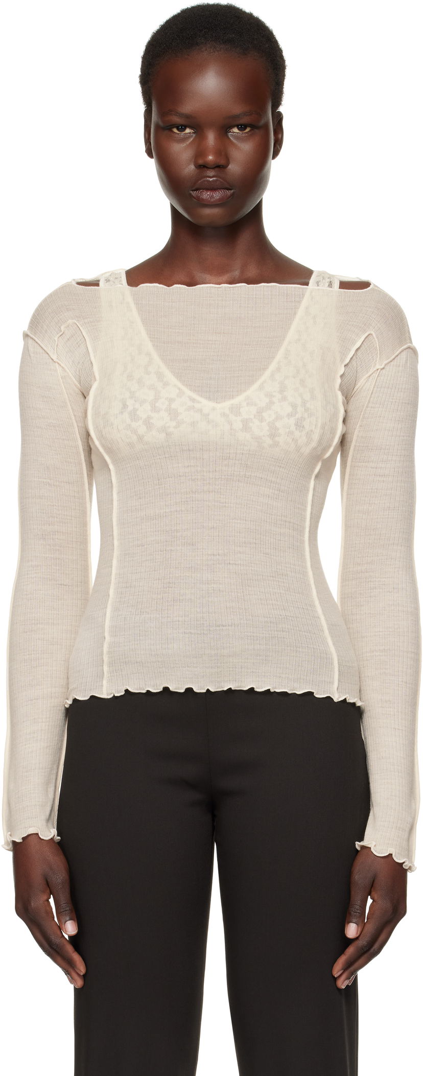 T-shirt Baserange Omato Long Sleeve T-Shirt Hvid | TTML-WO-SP25