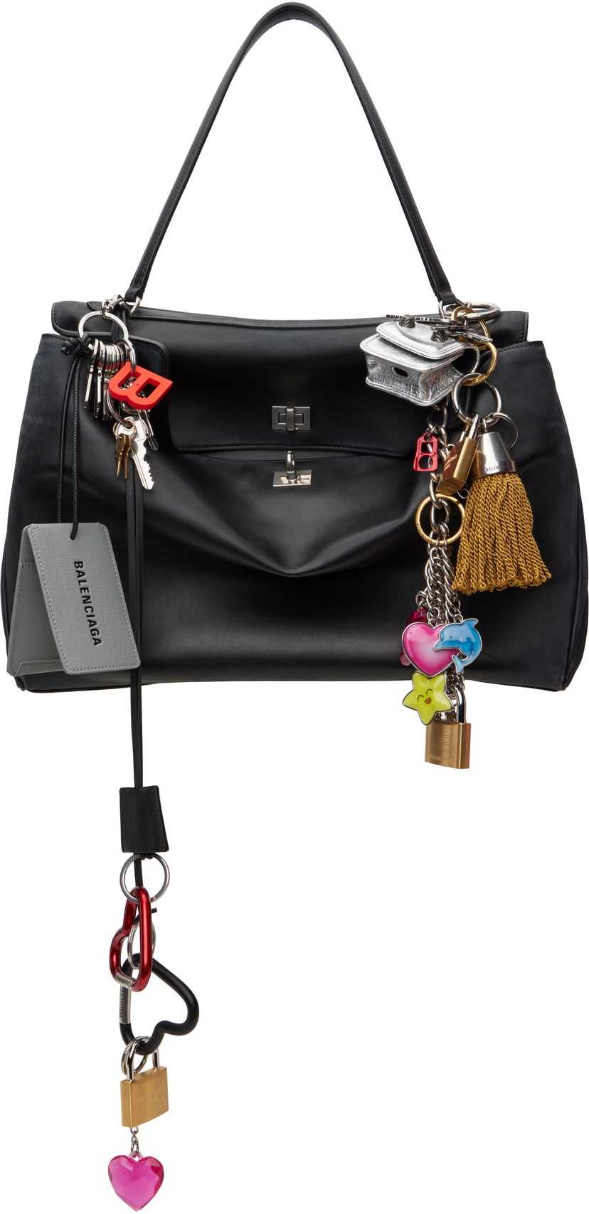 Håndtaske Balenciaga Balenciaga Charms Rodeo Large Bag Sort | 789744 2AA7B