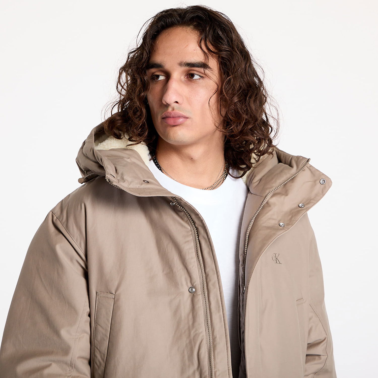 Parka CALVIN KLEIN Warm Cotton Nylon Parka Gray Beige | J30J326082 PAV, 1