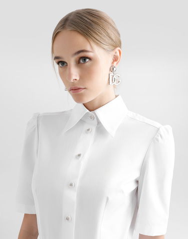 Kjole Dolce & Gabbana Dolce & Gabbana Cotton Calf-Length Shirt Dress Hvid | F6AGMTFU61AW0800, 3