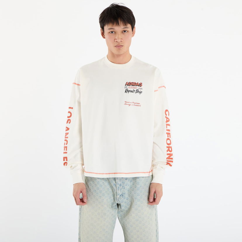 T-shirt adidas Originals Wilshire Long Sleeve Graphic Contrast Stitch T-Shirt Hvid | JX6142