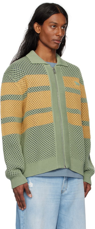 Jakke MAISON KITSUNÉ Maison Kitsuné Striped Mesh Blouson Jacket Grøn | OM02136KT1125, 1