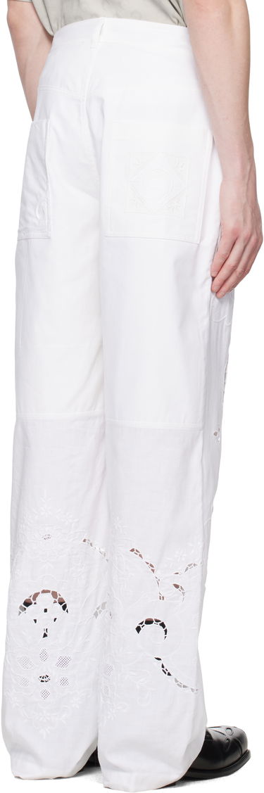 Bukser Marine Serre Marine Serre Regenerated Household Linen Wide Leg Trousers Hvid | UPA056A UWOV0007, 2
