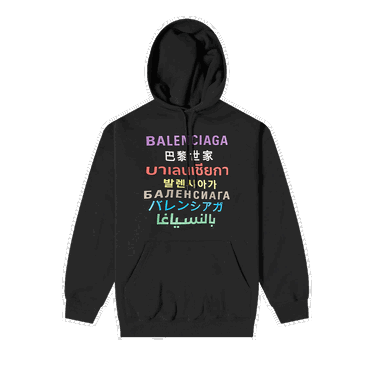 Sweatshirt Balenciaga Languages Popover Hoodie "Black/Multicolor" Sort | 570811 TJVI6 2771, 0