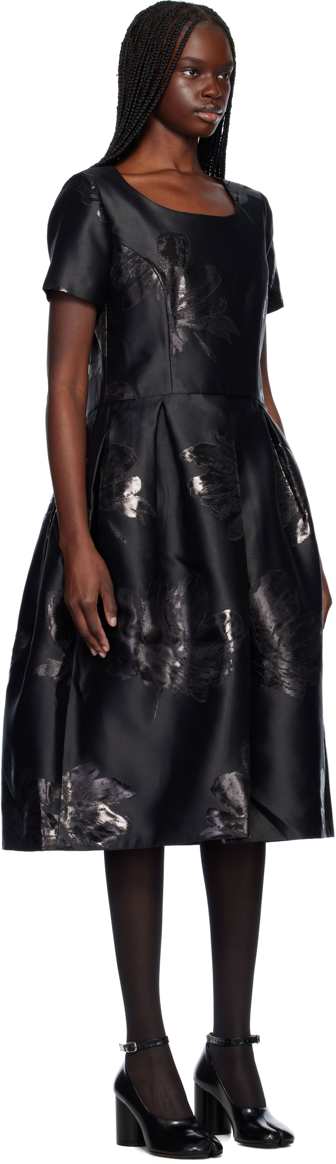 Kjole Comme des Garçons Comme des Garçons Floral Jacquard Midi Dress Sort | RO-O004-S25, 1