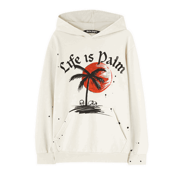 Sweatshirt Palm Angels GD Sunset Palm Hoodie Hvid | PMBB117F22FLE0050310, 0