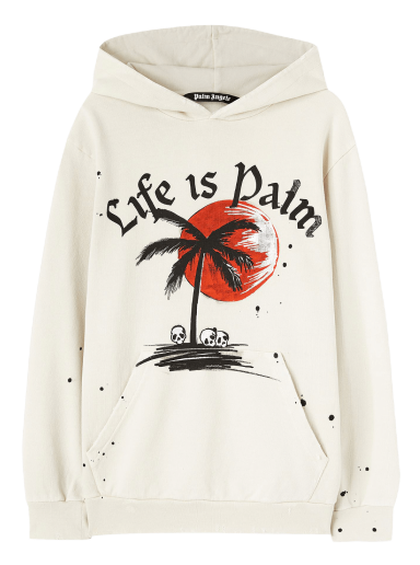 Sweatshirt Palm Angels GD Sunset Palm Hoodie Hvid | PMBB117F22FLE0050310