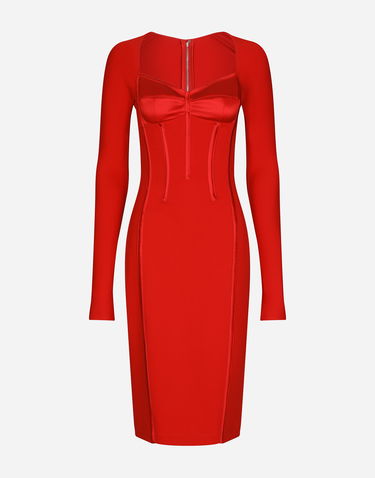 Kjole Dolce & Gabbana Viscose Calf-Length Dress With Corset Details Rød | F6AWRTFURL6R2254, 0