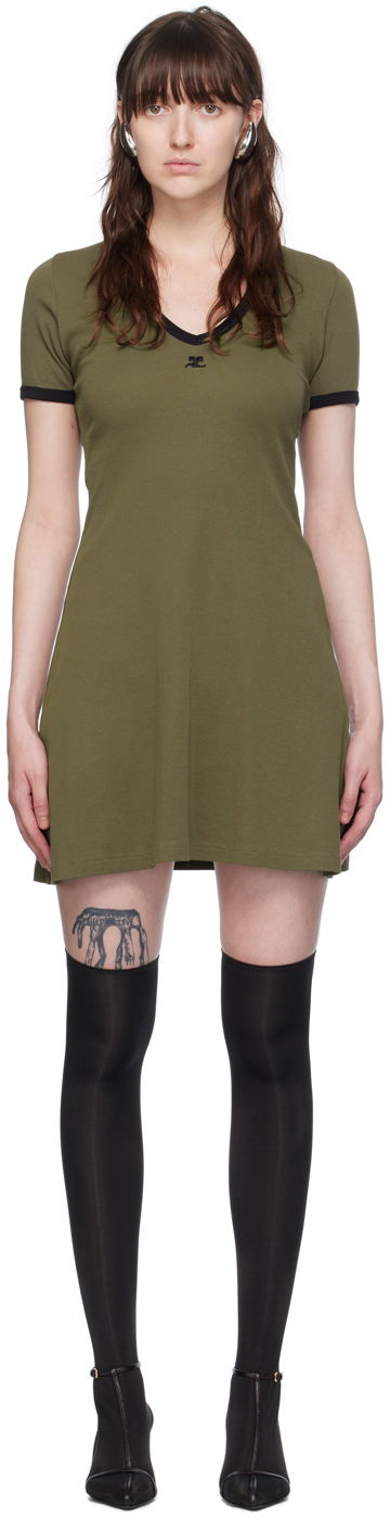 Kjole Courrèges Courrèges V-Neck Mini Dress Grøn | 224JRO397JS0070