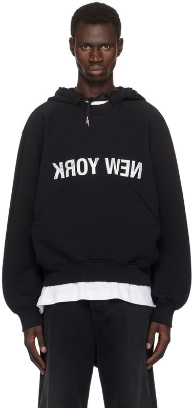 Sweatshirt Helmut Lang 'New York' Graphic Print Hoodie Sort | O06HM515, 0