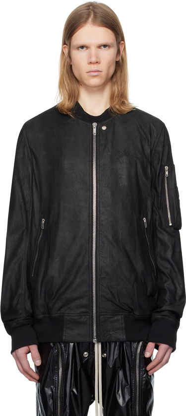 Bomberjakke Rick Owens Rick Owens Hollywood Classic Flight Leather Jacket Sort | RU01E5778 LBA, 0