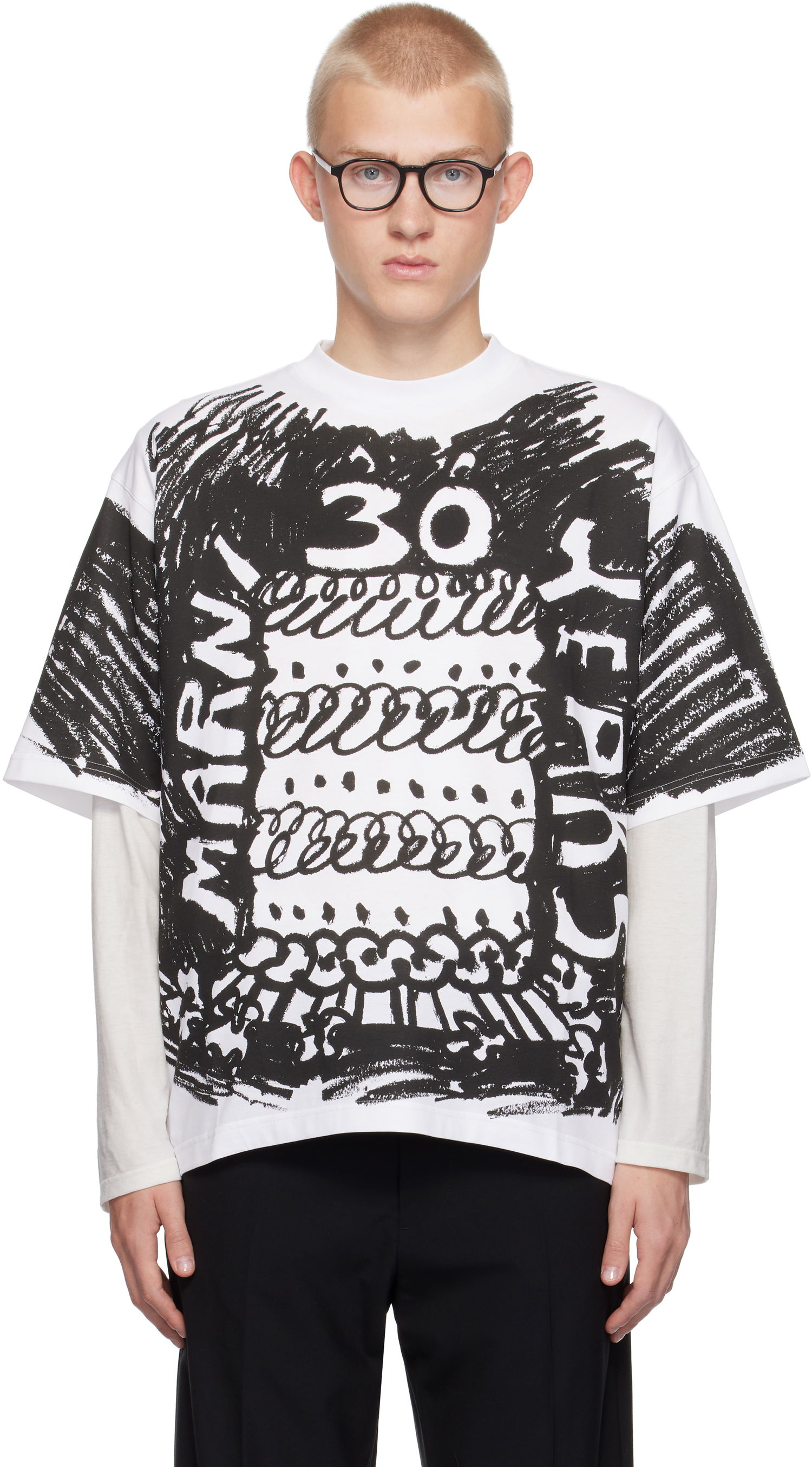 T-shirt Marni White 30th Anniversary T-shirt Hvid | HUMU0223BP USCX14, 0