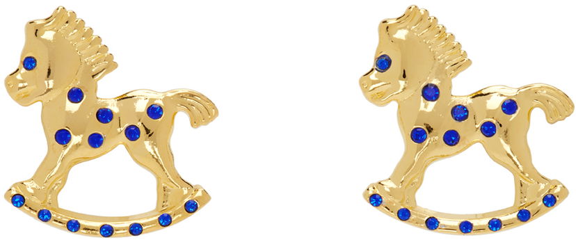 Øreringe Chopova Lowena Gold-tone & Blue Crystal Rocking Horse Earrings Metalisk | 6507
