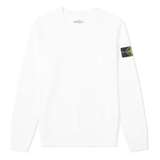Sweater Stone Island Stone Island Garment Dyed Crew Neck Sweatshirt Hvid | 721563051-V0001