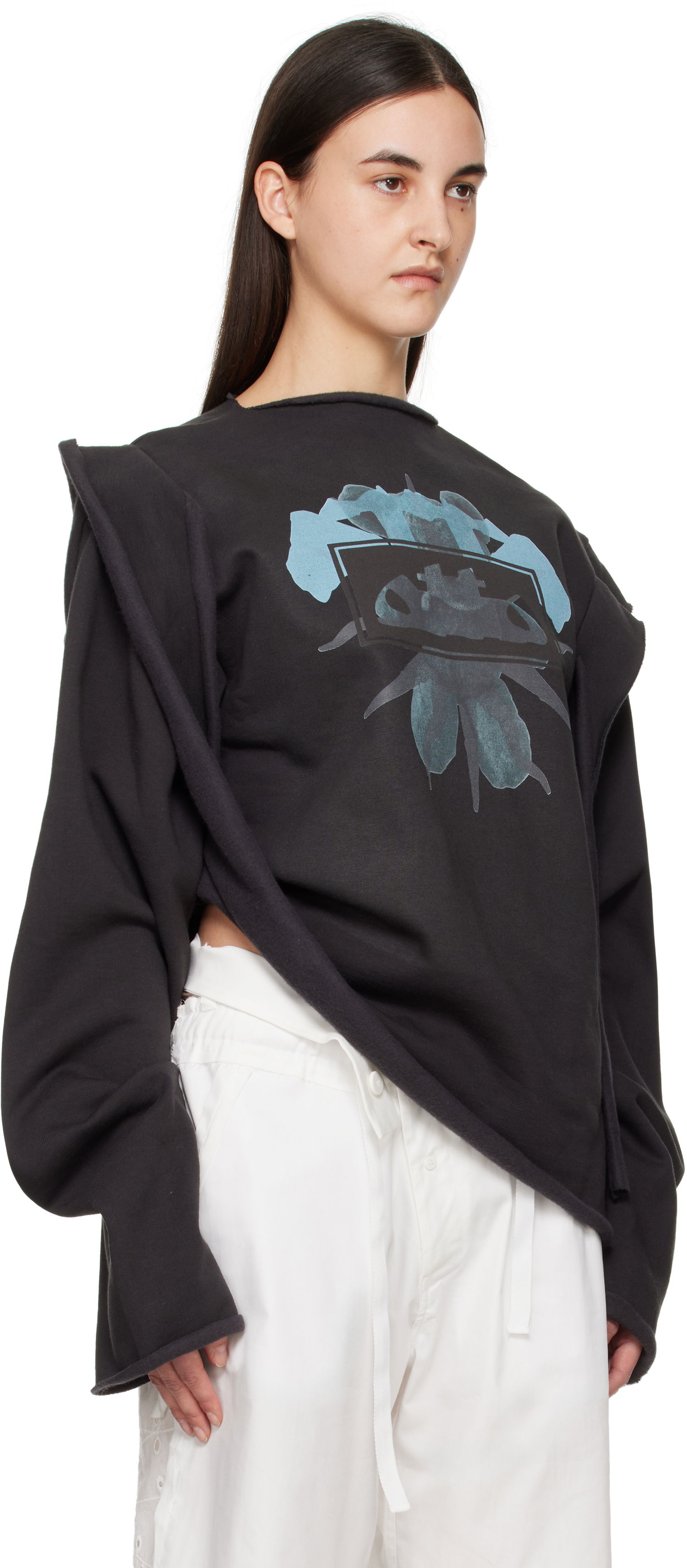 Sweatshirt Ottolinger Ottolinger Drape Crewneck Sweatshirt Sort | 11510261502, 1