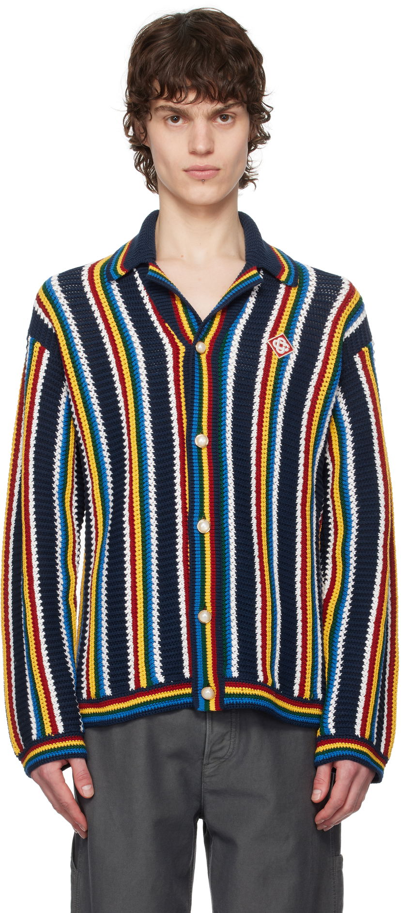 Sweater Casablanca Casablanca Stripe Crochet Cardigan Flerfarvet | MPS25-KW-836-01
