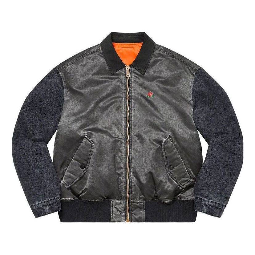 Bomberjakke Supreme Denim Sleeve Bomber Jacket Sort | SUP-SS23-148