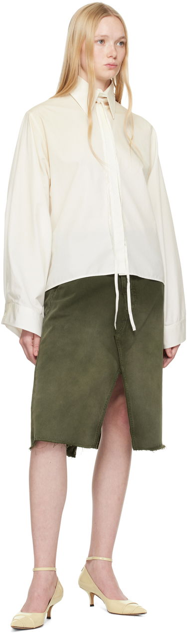 Skjorte Maison Margiela MM6 Maison Margiela Cotton Poplin Tie-Neck Shirt Hvid | S62DT0039 M35458, 3