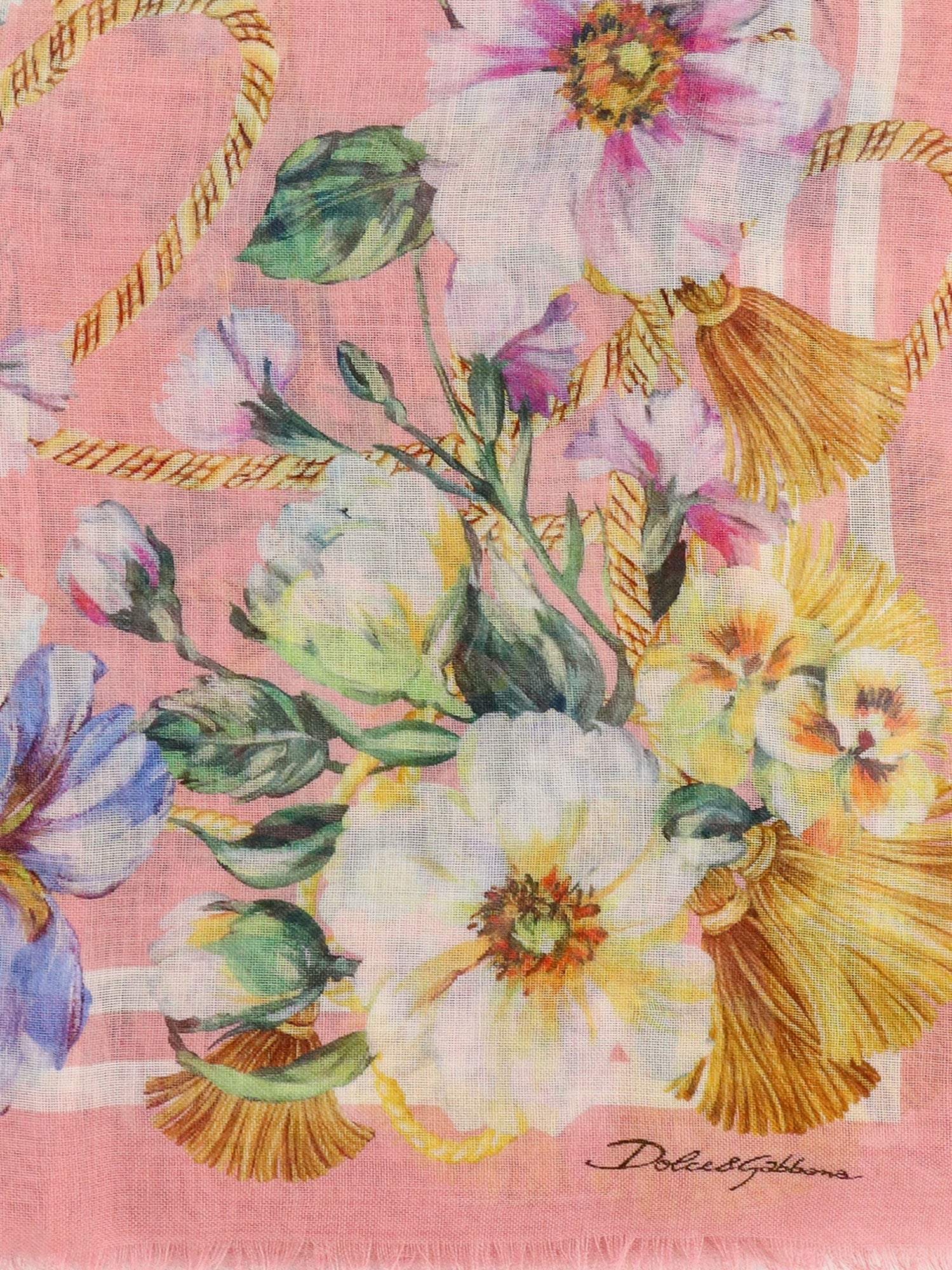 Tørklæde Dolce & Gabbana Dolce & Gabbana Floral Print Silk Scarf Lyserød | FS209AGDCUSHH5JC, 1