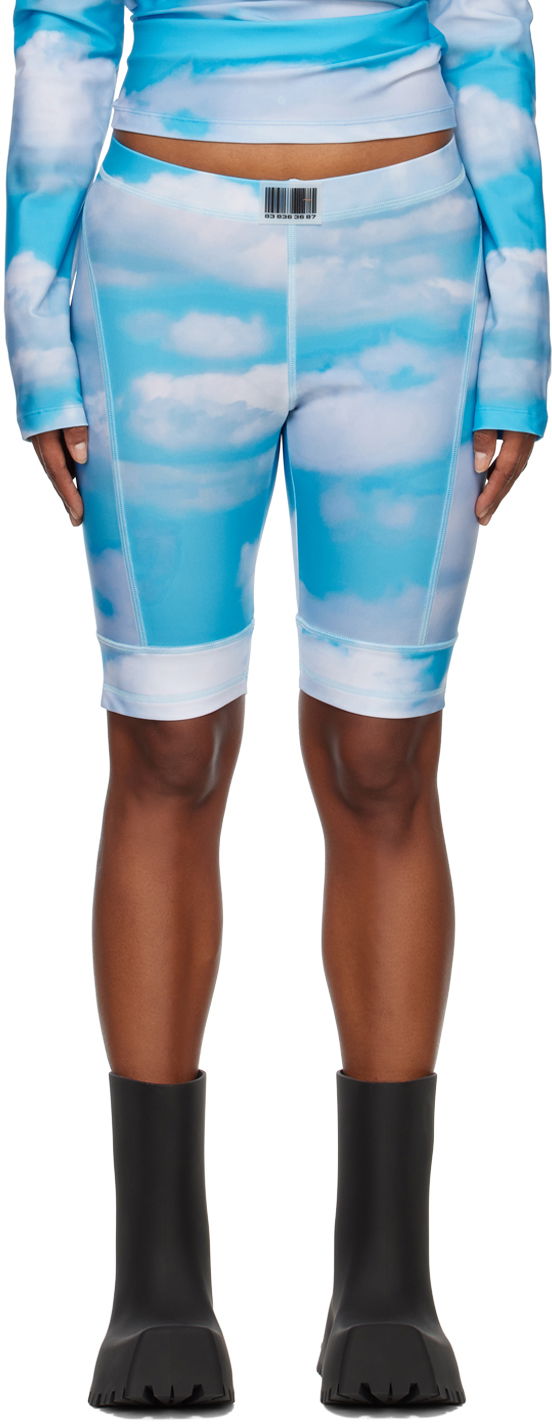 Shorts VETEMENTS Printed Bike Shorts Blå | VL14AT400S