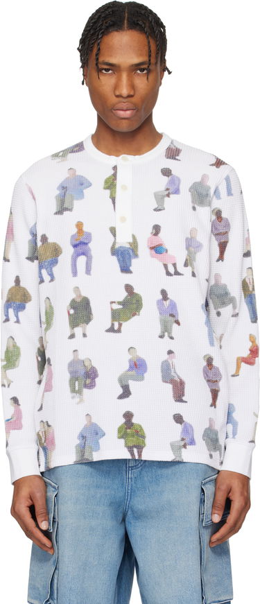 Sweater JW Anderson JW Anderson Printed Waffle Henley Hvid | JO0260-PG1737, 0