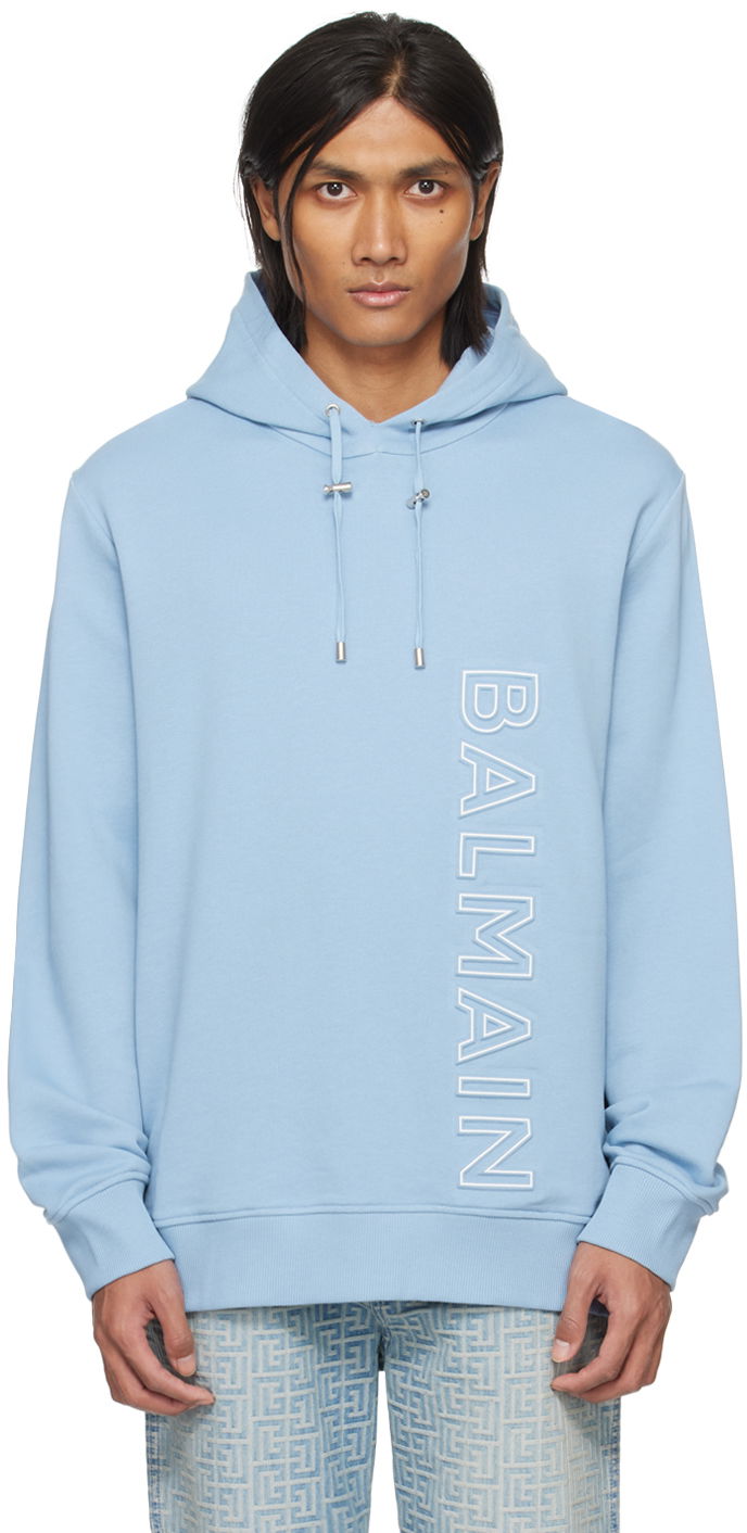 Sweatshirt Balmain Embossed Hoodie Blå | CH1JT046BC22, 0