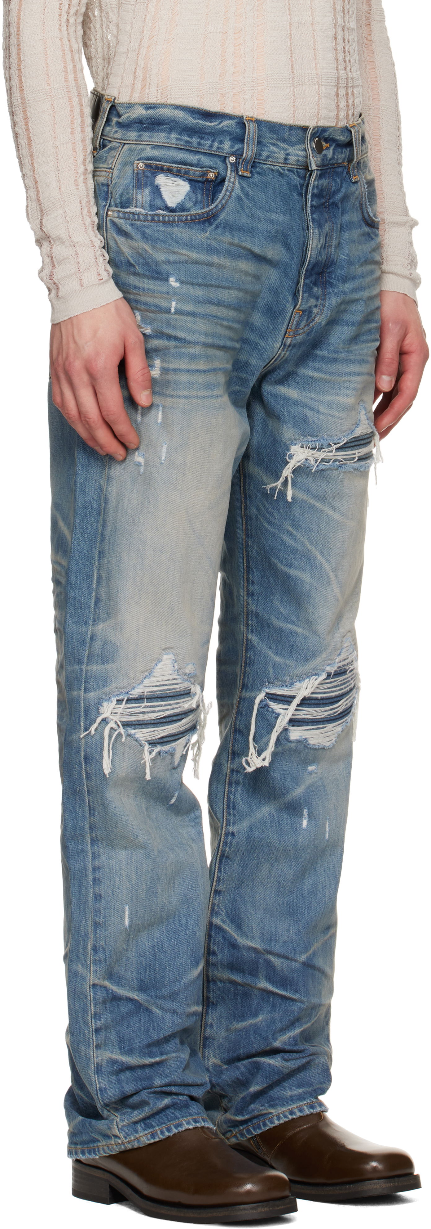 Jeans AMIRI AMIRI Pleated Denim Straight MX1 Jeans Blå | AMDNGH1087, 1