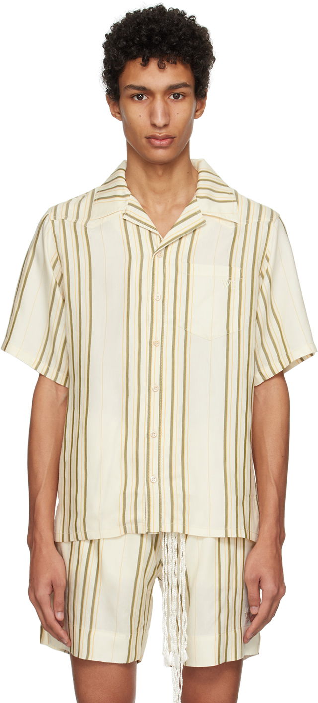 Skjorte Wales Bonner SSENSE Exclusive Off-White Bowling Shirt Brun | SH04-CO01-1007