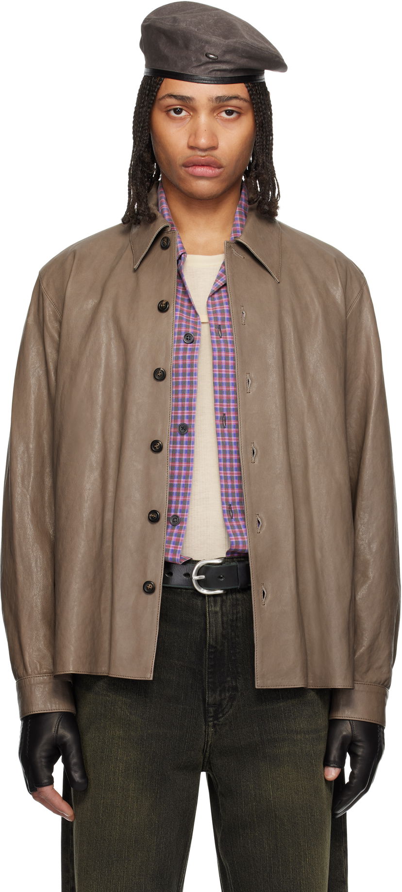 Skjorte OUR LEGACY Our Legacy Welding Leather Shirt Brun | M2259W7