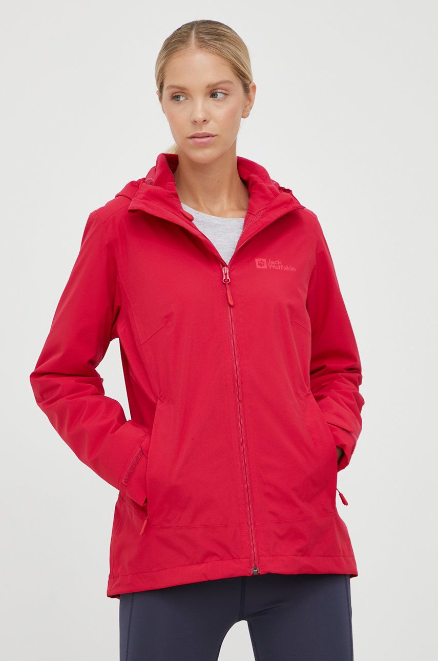 Vindjakke Jack Wolfskin Moonrise 3in1 Jacket Rød | 1115621, 0