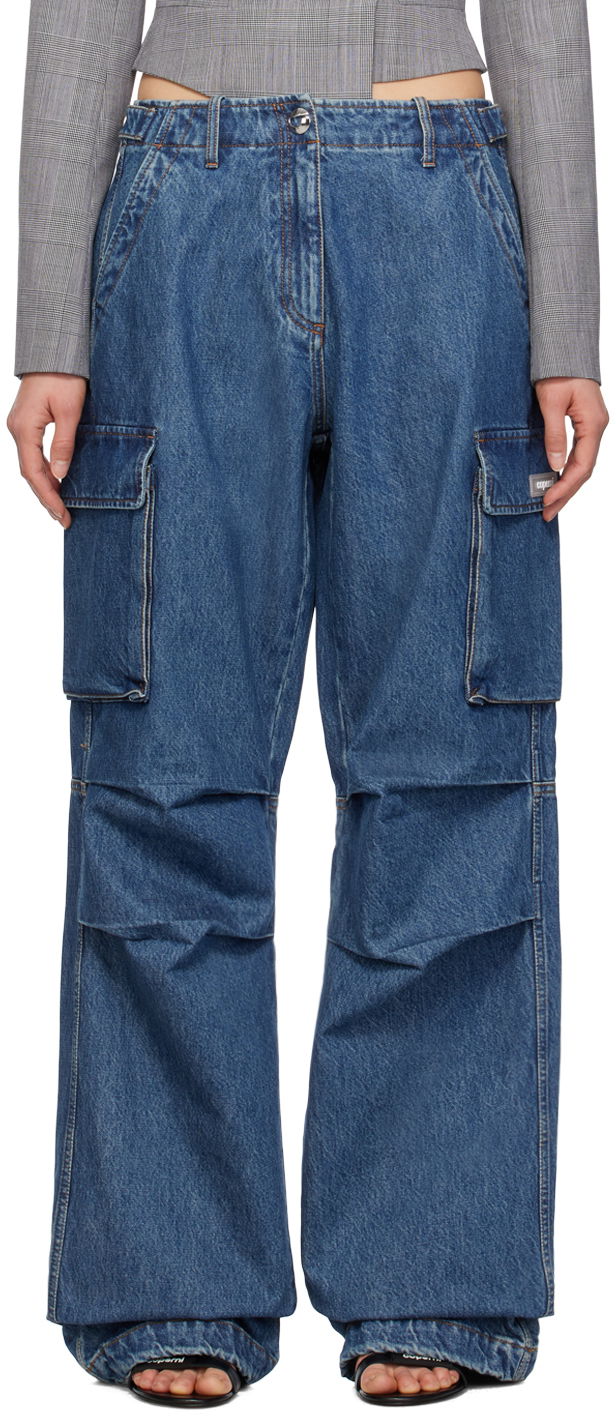 Cargo bukser Coperni Coperni Wide Leg Cargo Denim Pants Blå | COPP40252