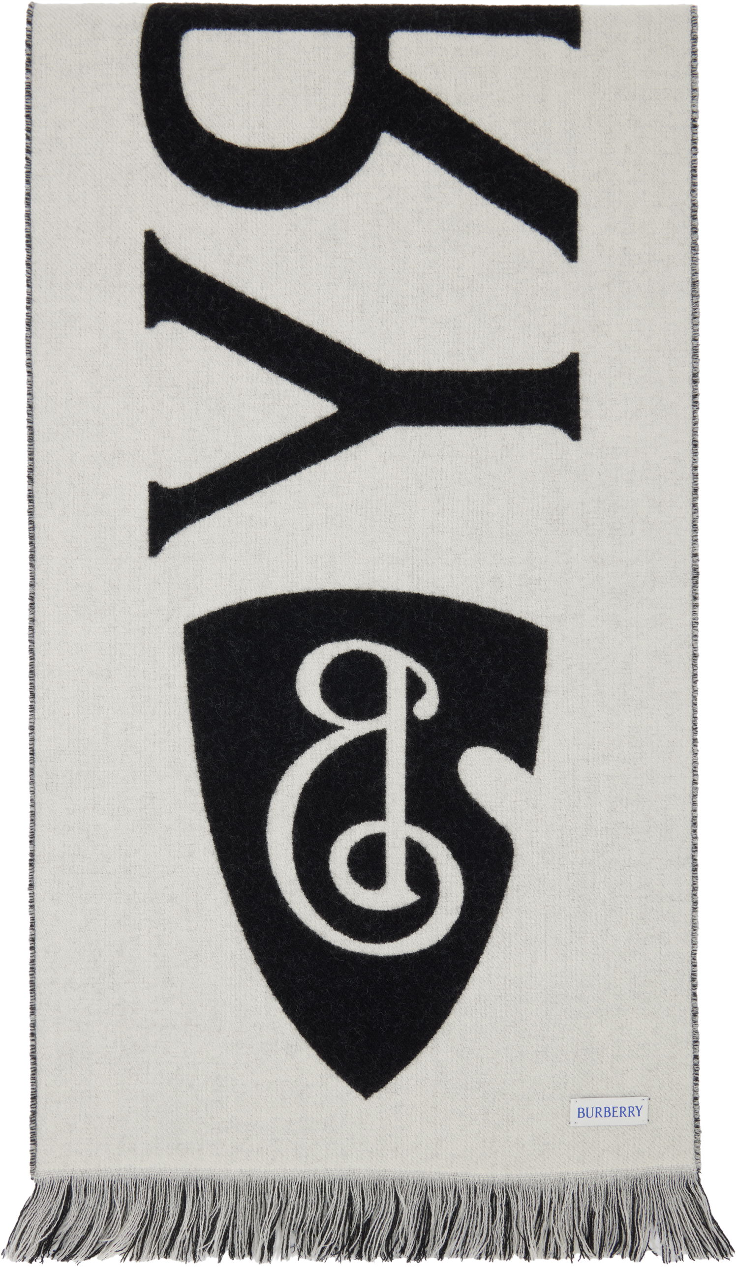 Tørklæde Burberry Burberry Text Wool Scarf Sort | 8109563, 1