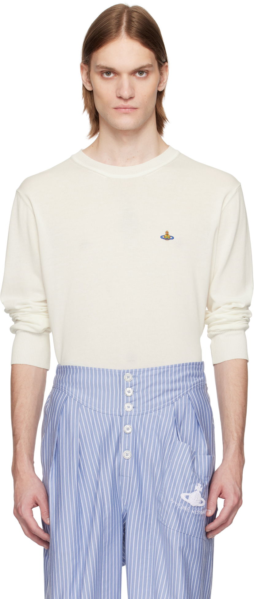 Sweater Vivienne Westwood Vivienne Westwood Alex Round Neck Sweater Hvid | 27010012-Y003F-