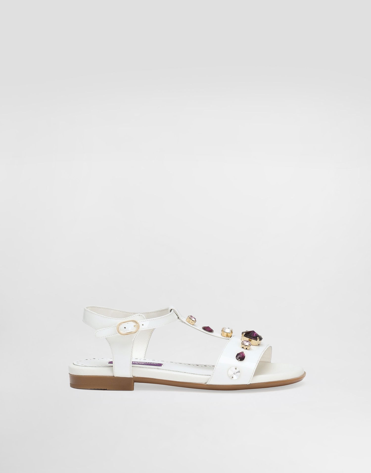Tilbehør Dolce & Gabbana Dolce & Gabbana Patent Leather Sandals With Crystals Hvid | D11364AN1968V135, 0