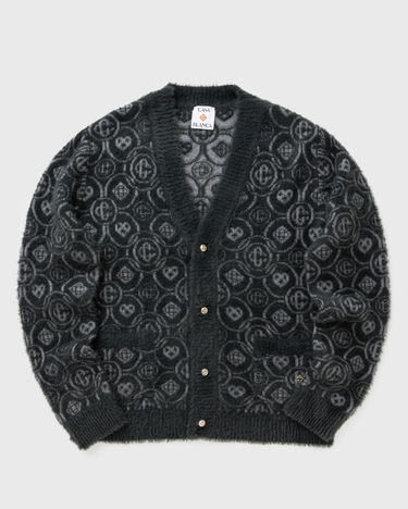 Sweater Casablanca Fluffy Monogram Jacquard Cardigan Sort | M-AW25-KW-1094-01, 0