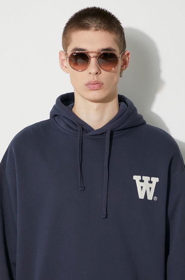 Sweatshirt WOOD WOOD Wood Wood Cass AA Moss Embroidery Hoodie Mørkeblå | 10285606.2424, 4